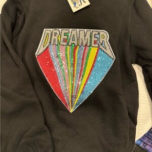 Lola + The Boys Black Sweatshirt with Colorful Dreamer Design